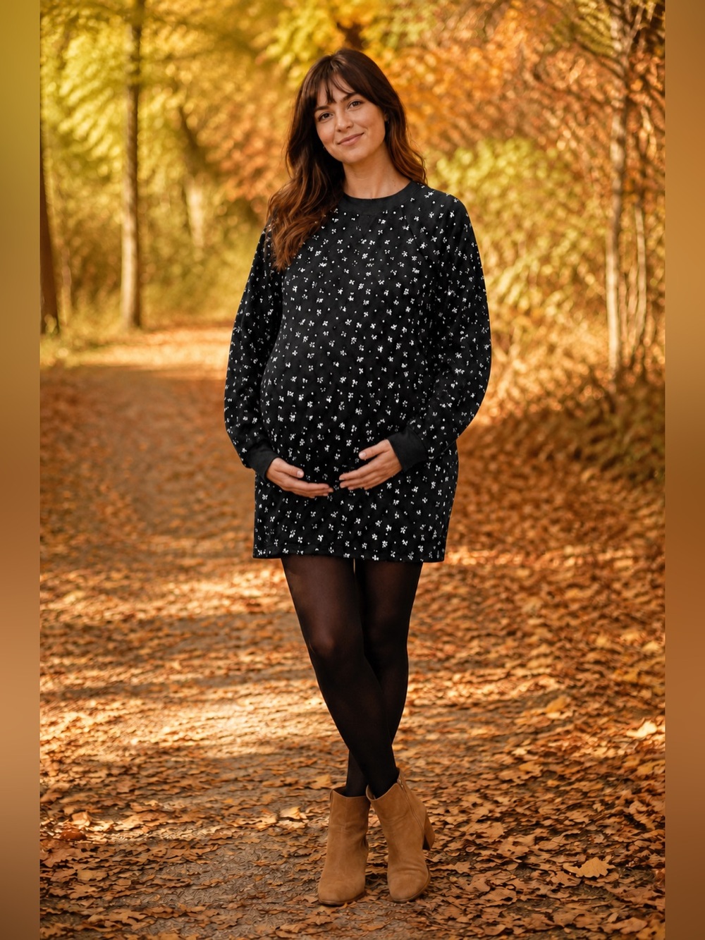 The Nines by HATCH Black Floral Maternity Sweatshirt Dress – Women’s XS